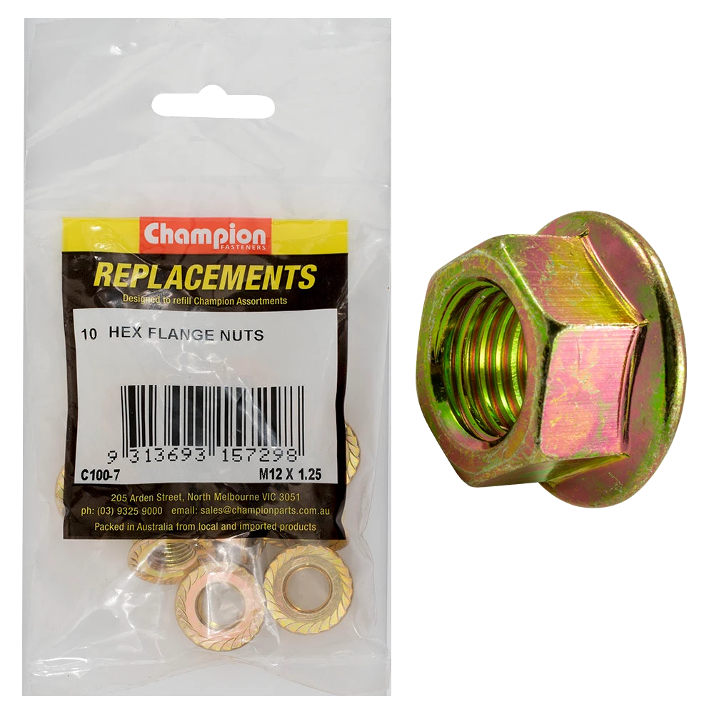 Champion M12 x 1.25 Hex Flange Nut -10pk
