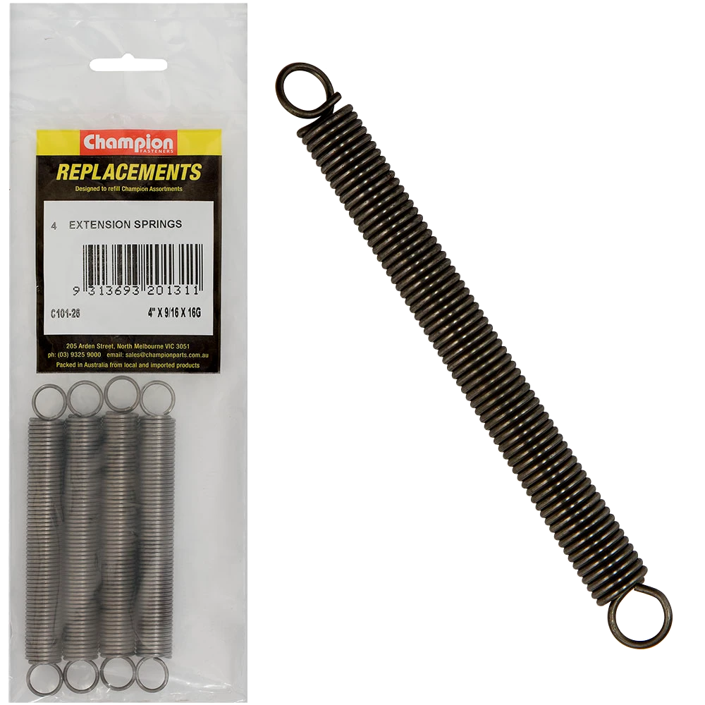 Champion 100 x 14 x 1.6mm Extension Spring -4pk