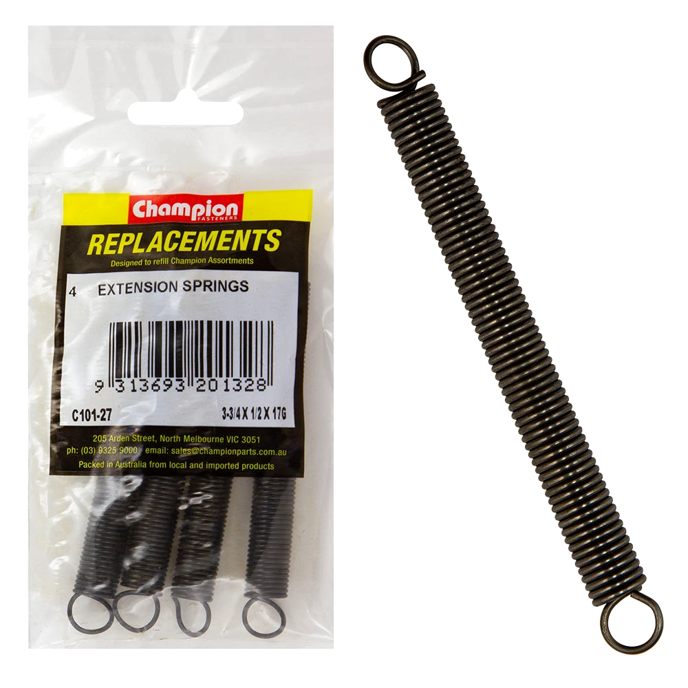 Champion 95 x 12 x 1.4mm Extension Spring -4pk