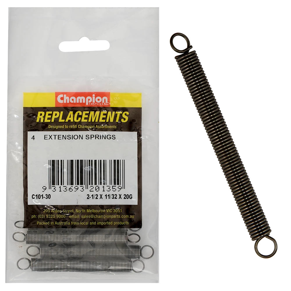 Champion 62 x 9 x 0.9mm Extension Spring-4pk
