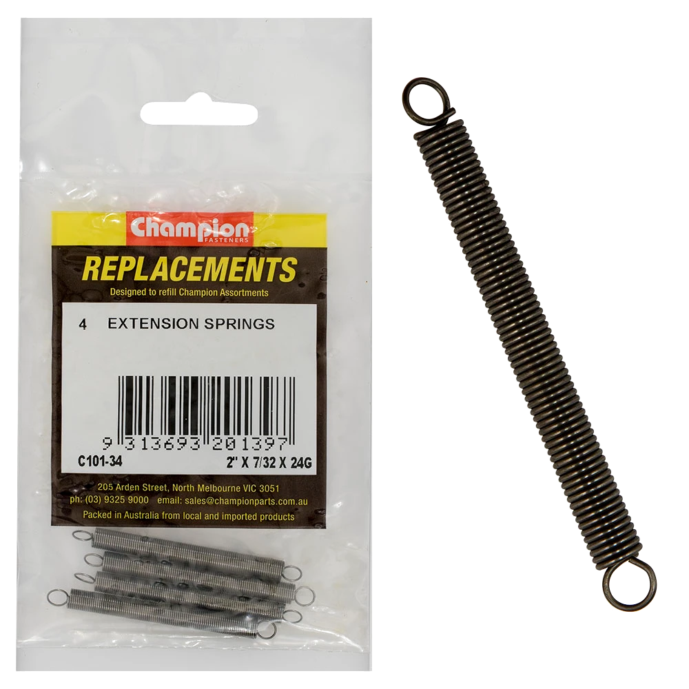 Champion 50 x 6 x 0.5mm Extension Spring -4pk