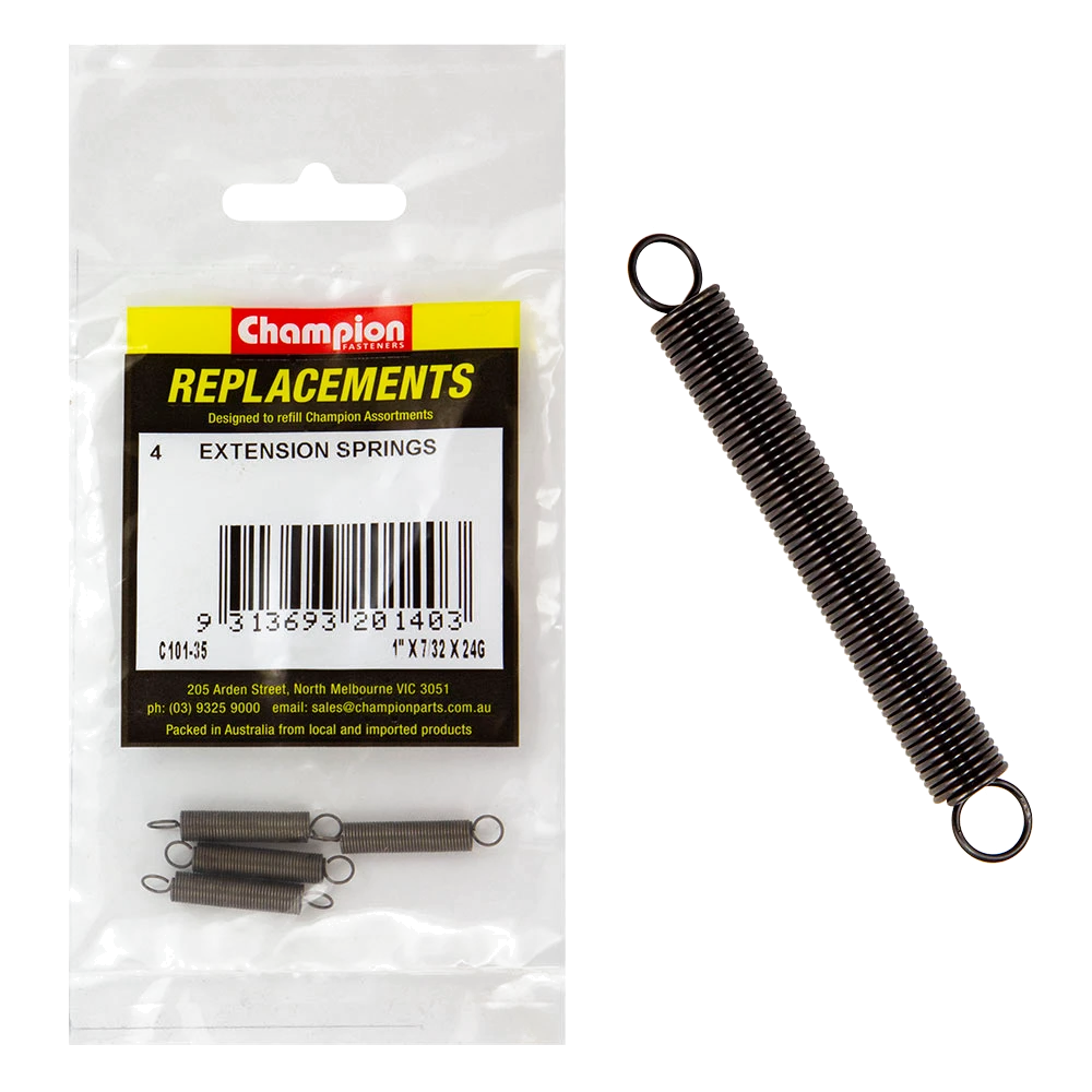 Champion 25 x 6 x 0.6mm Extension Spring -4pk