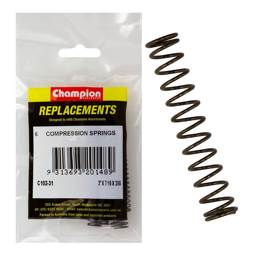 Champion 75 x 11 x 0.9mm Compression Spring-6pk