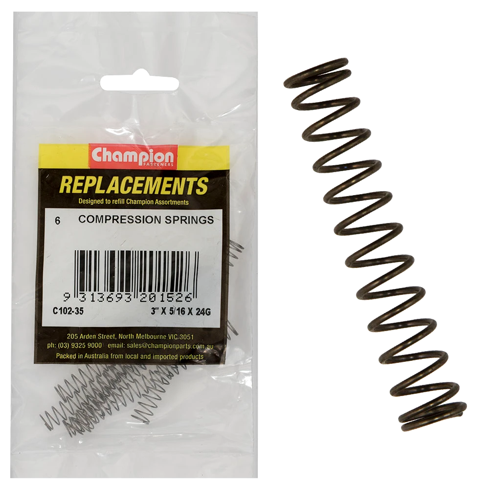 Champion 75 x 8 x 0.5mm Compression Spring-6pk