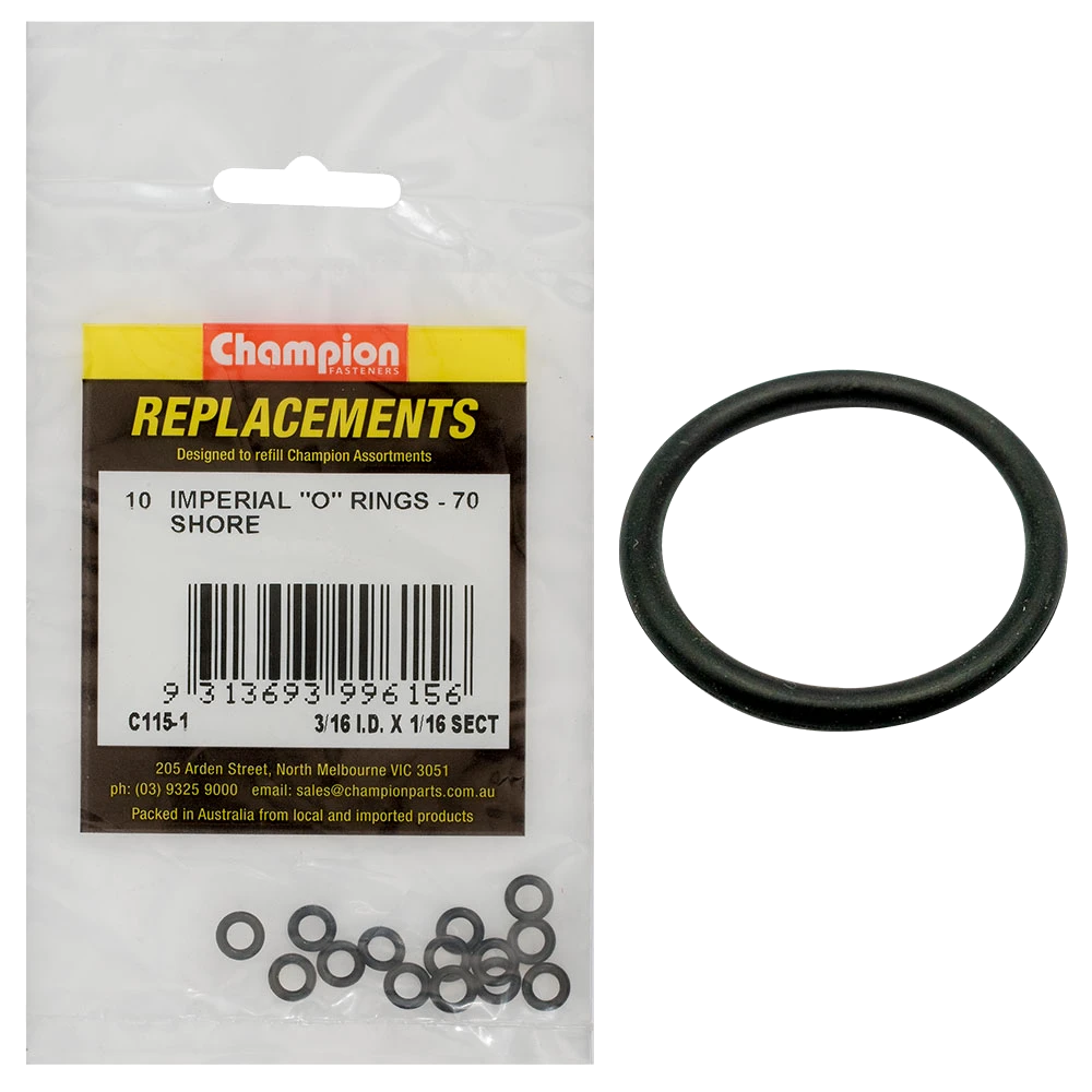 Champion 3/16in (I.D.) x 1/16in Imperial O-Ring -10pk