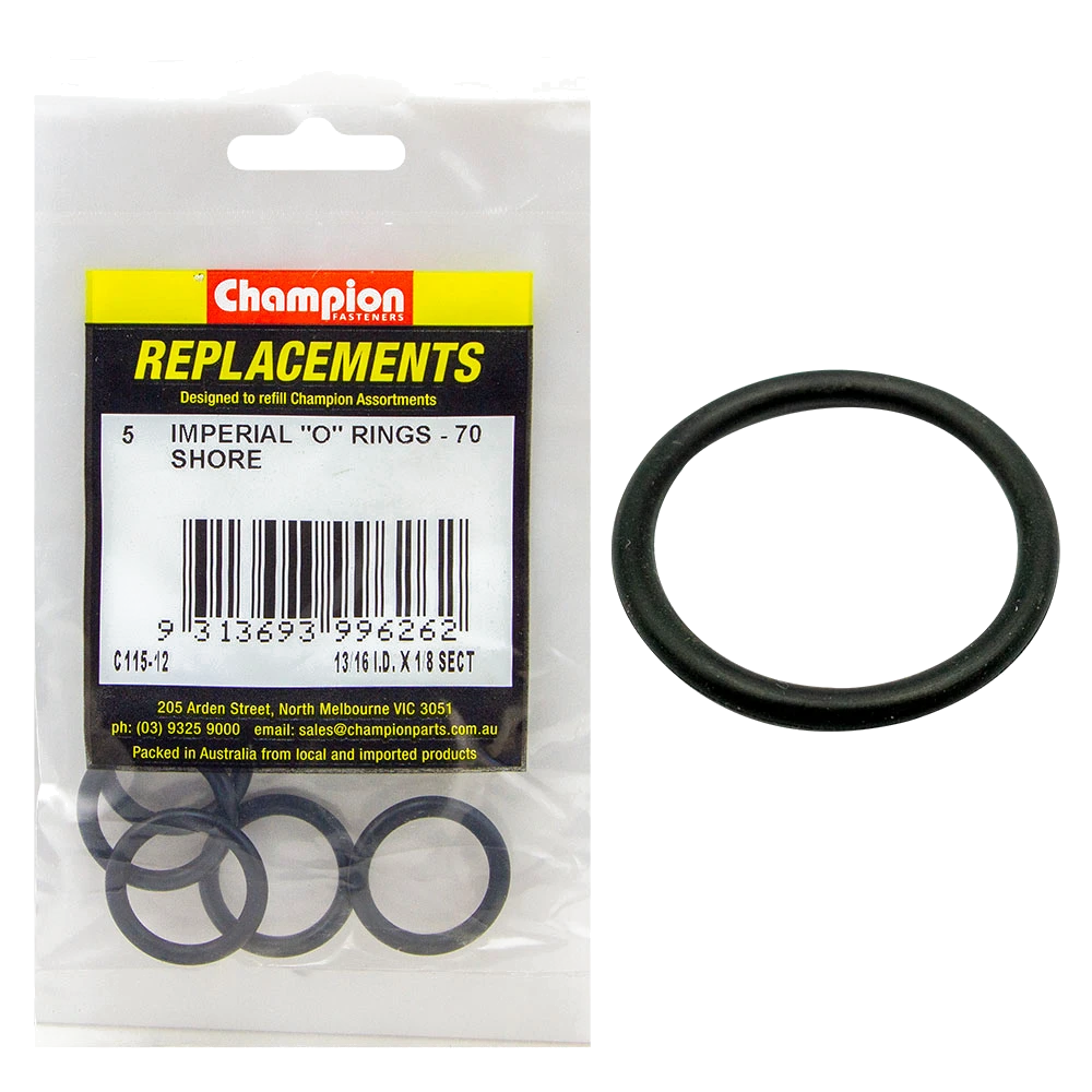 Champion 13/16in (I.D.) x 1/8in Imperial O-Ring -5pk