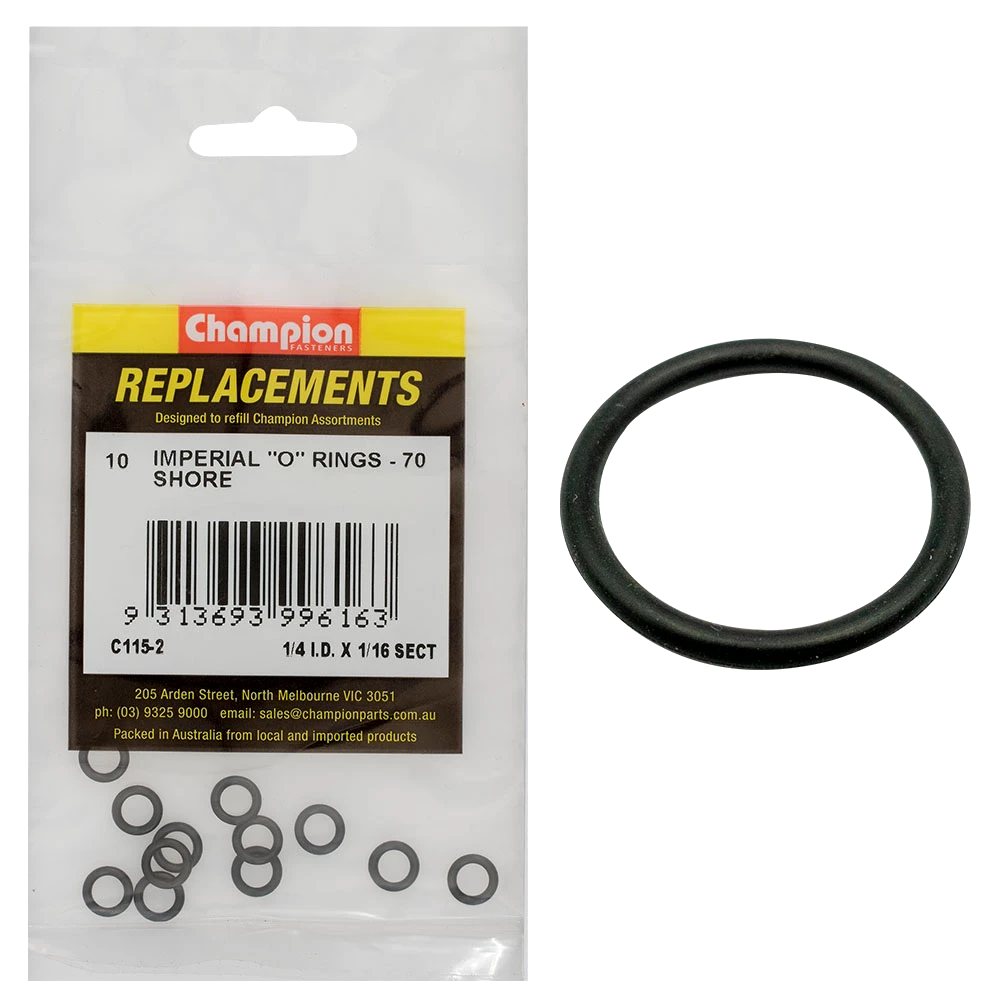 Champion 1/4in (I.D.) x 1/16in Imperial O-Ring -10pk