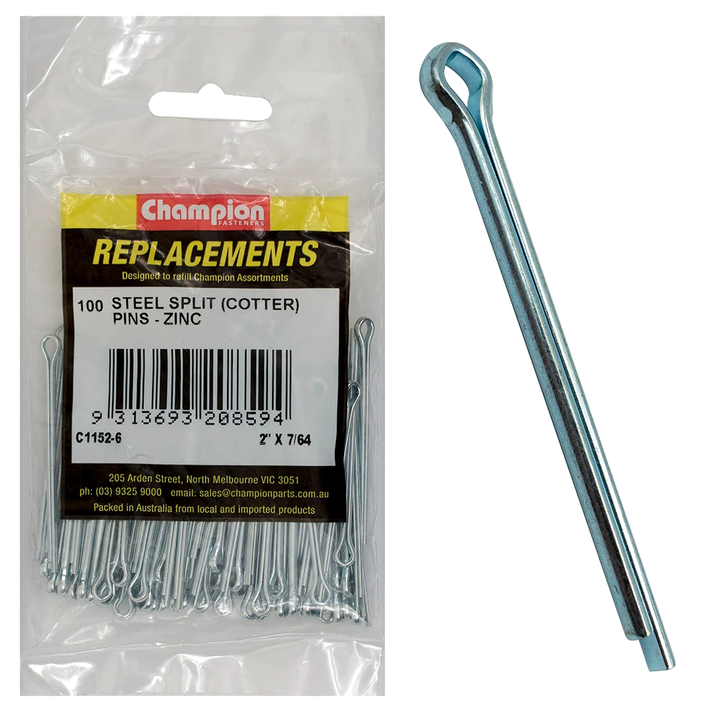 Champion 7/64in x 50mm Steel Split (Cotter) Pin -100pk
