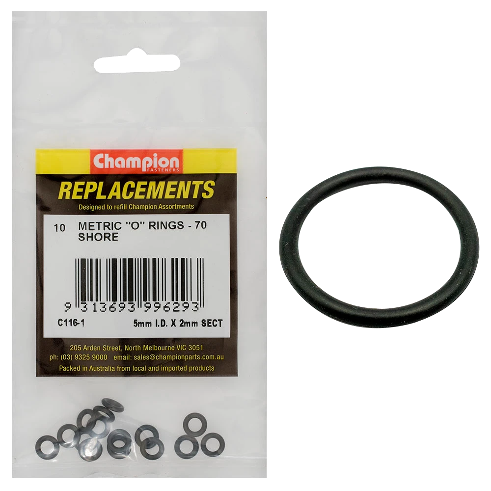 Champion 5mm (I.D.) x 2mm Metric O-Ring -10pk