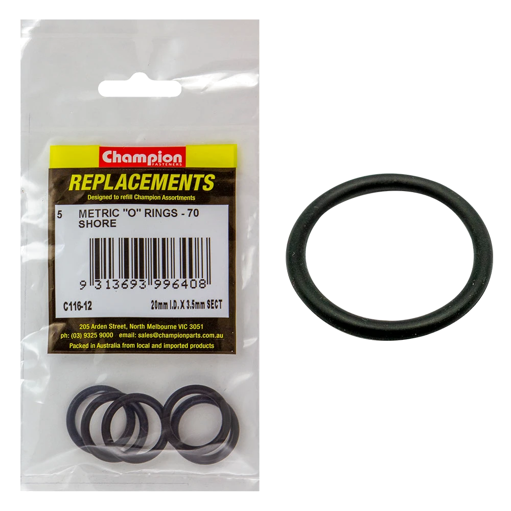 Champion 20mm (I.D.) x 3.5mm Metric O-Ring -5pk