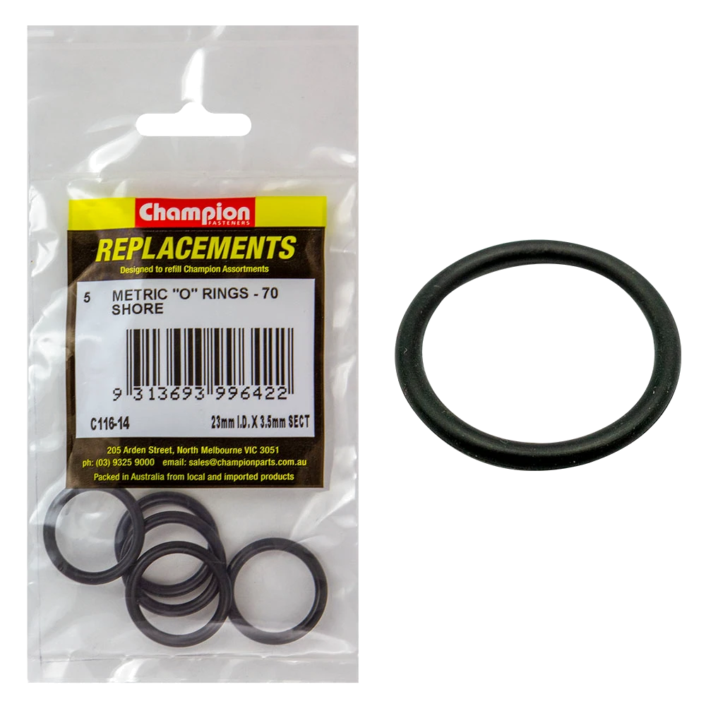Champion 23mm (I.D.) x 3.5mm Metric O-Ring -5pk