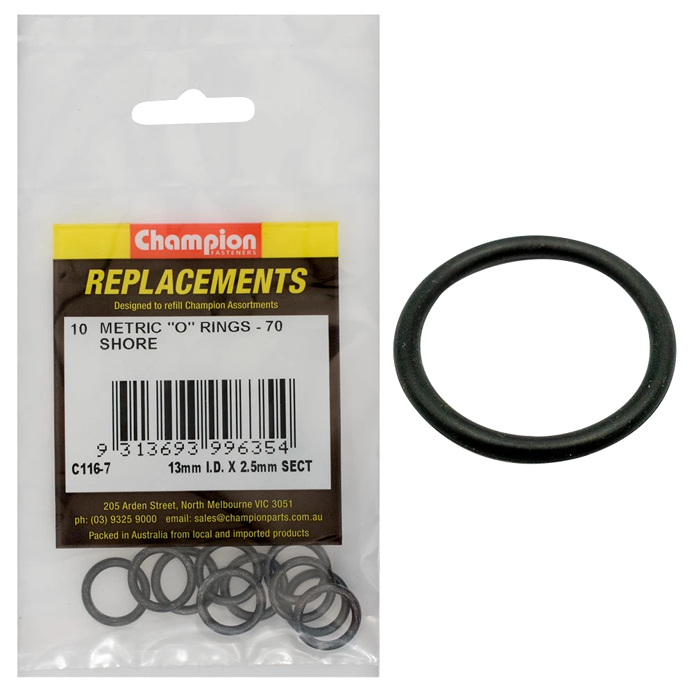 Champion 13mm (I.D.) x 2.5mm Metric O-Ring -10pk