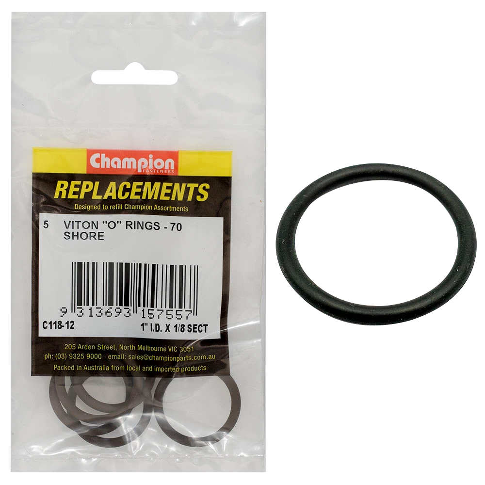 Champion 1in (I.D.) x 1/8in Imperial Viton O-Ring -5pk