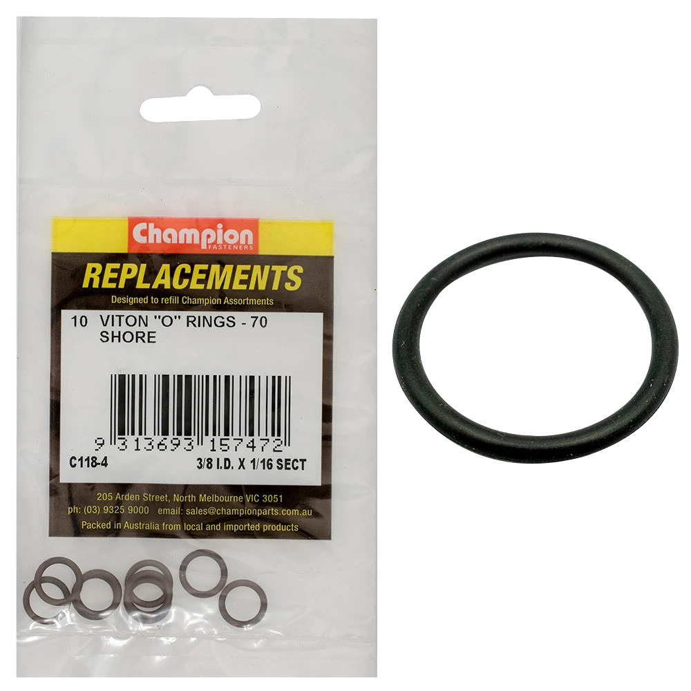Champion 3/8in (I.D.) x 1/16in Imperial Viton O-Ring -10pk