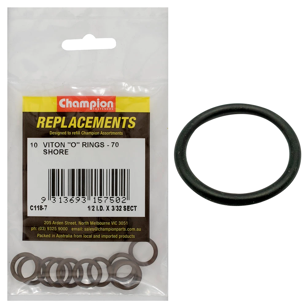 Champion 1/2in (I.D.) x 3/32in Imperial Viton O-Ring -10pk