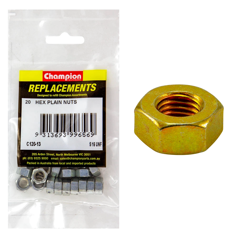 Champion 5/16in UNF Hexagon Nut -20pk
