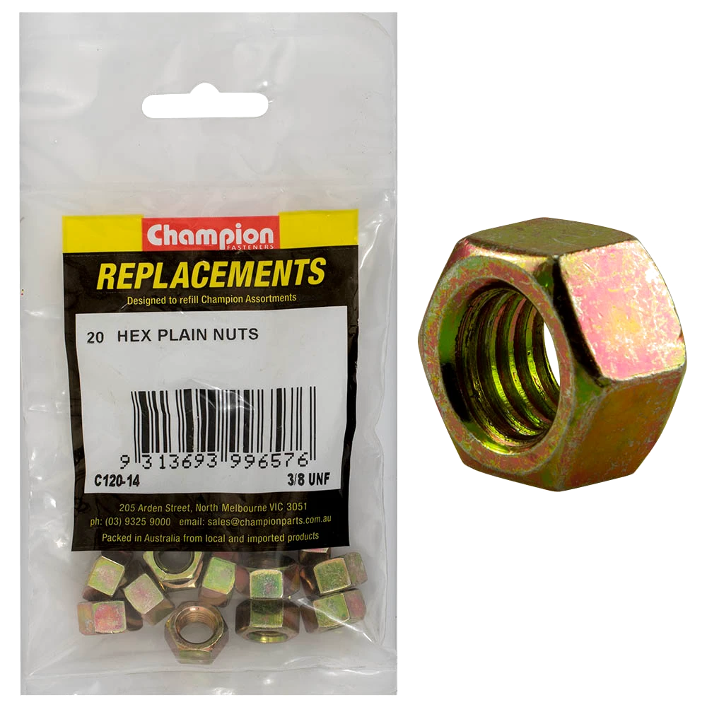 Champion 3/8in UNF Hexagon Nut -20pk