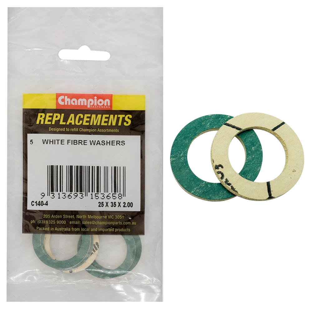 Champion M25 x35mm x2.0mm White Fibre (Sump Plug) Washer-5pk