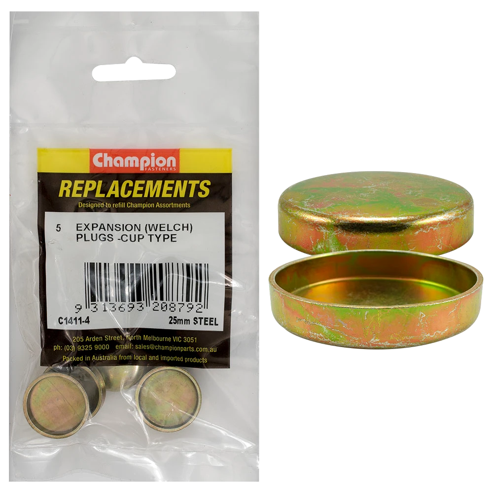 Champion 25mm Steel Expansion (Frost) Plug -Cup Type -5pk**