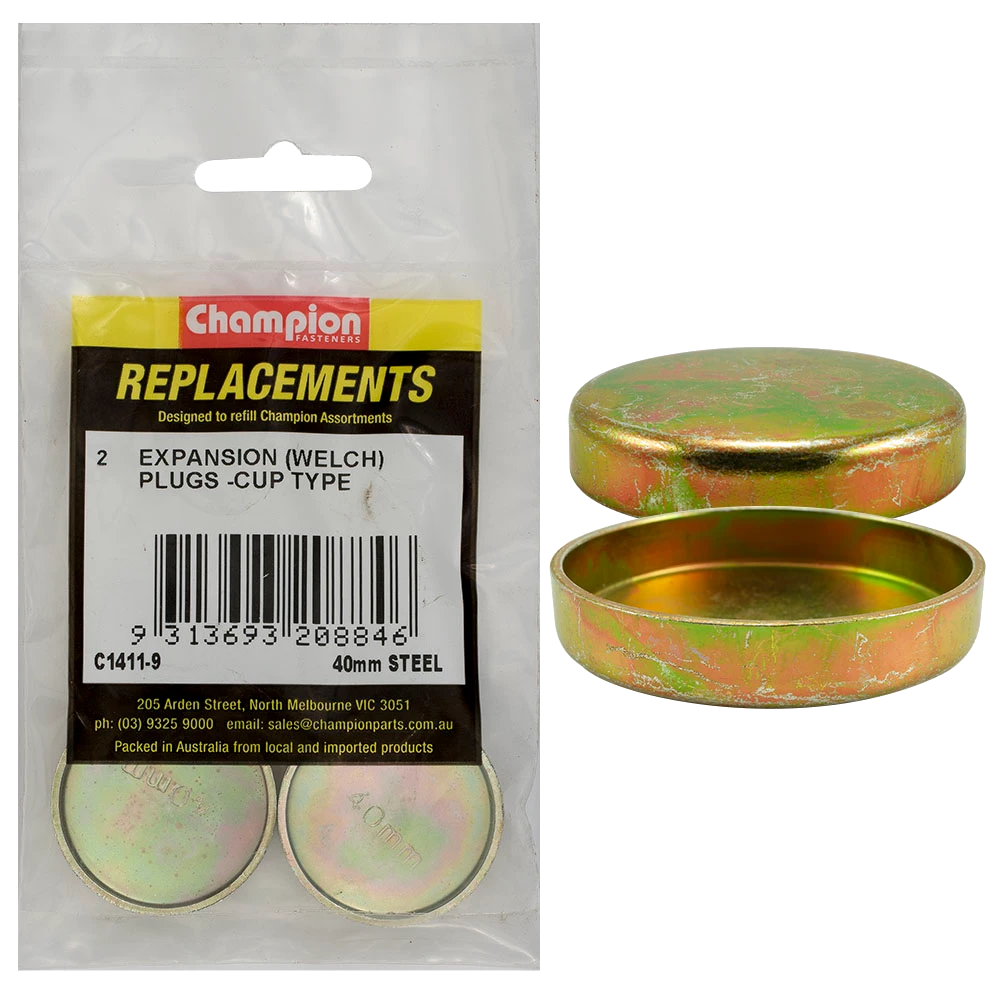 Champion 40mm Steel Expansion (Frost) Plug -Cup Type -2pk**