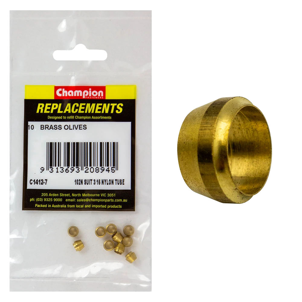 Champion 3/16in Brass Compression Type Olive -10pk