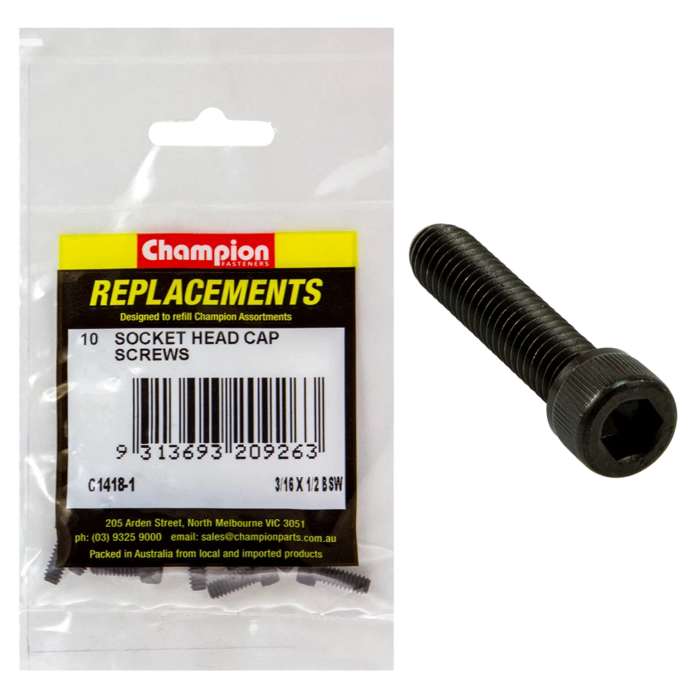 Champion 3/16in x 1/2in BSW Socket Head Cap Screw -10pk