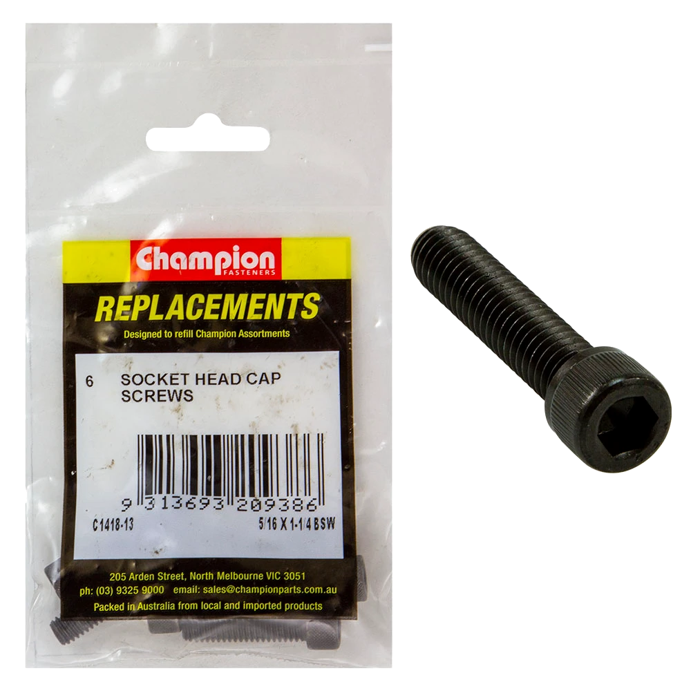 Champion 5/16in x 1-1/4in BSW Socket Head Cap Screw -6pk