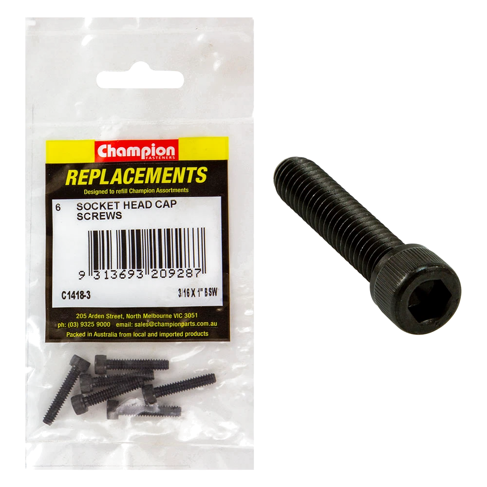 Champion 3/16in x 1in BSW Socket Head Cap Screw -6pk
