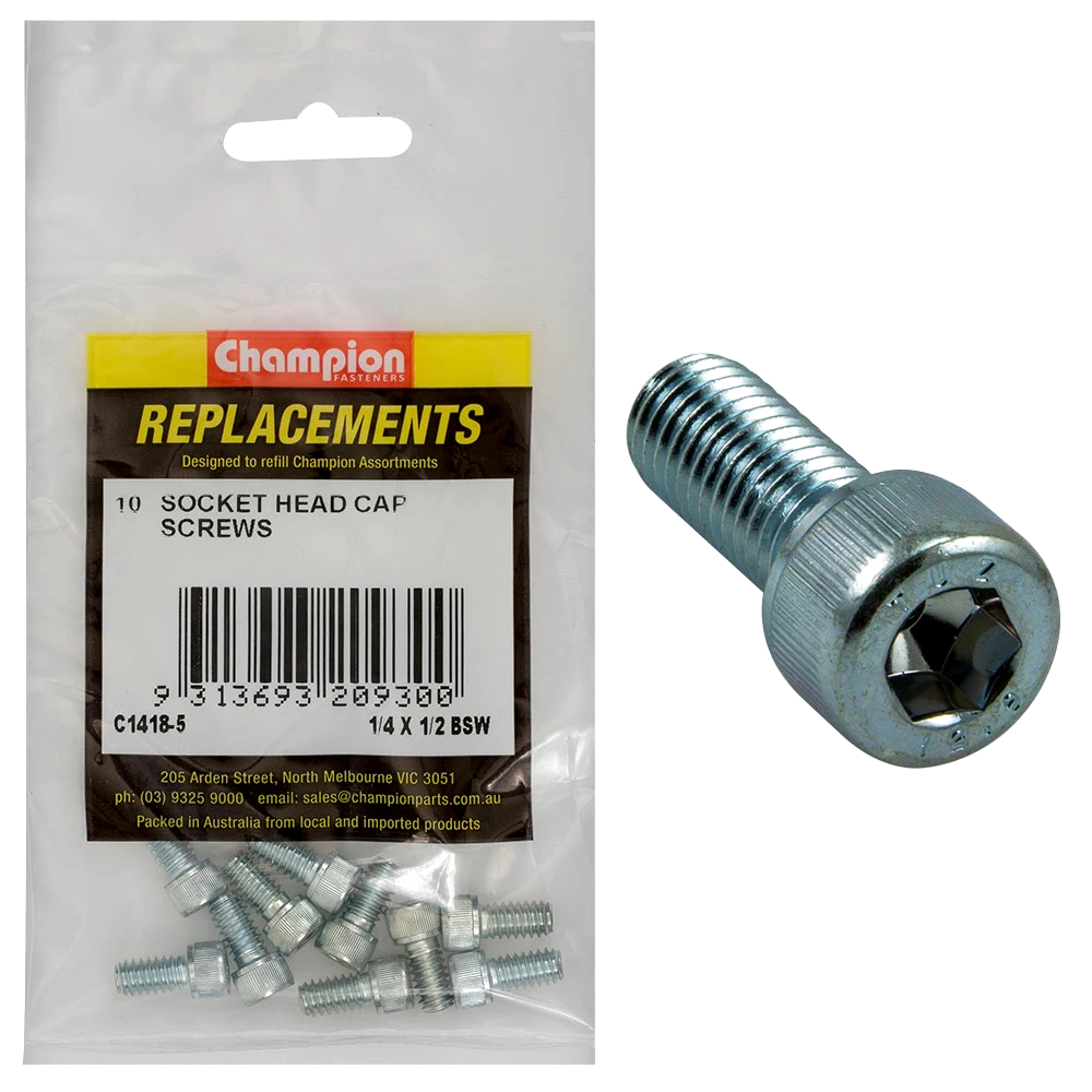 Champion 1/4in x 1/2in BSW Socket Head Cap Screw -10pk