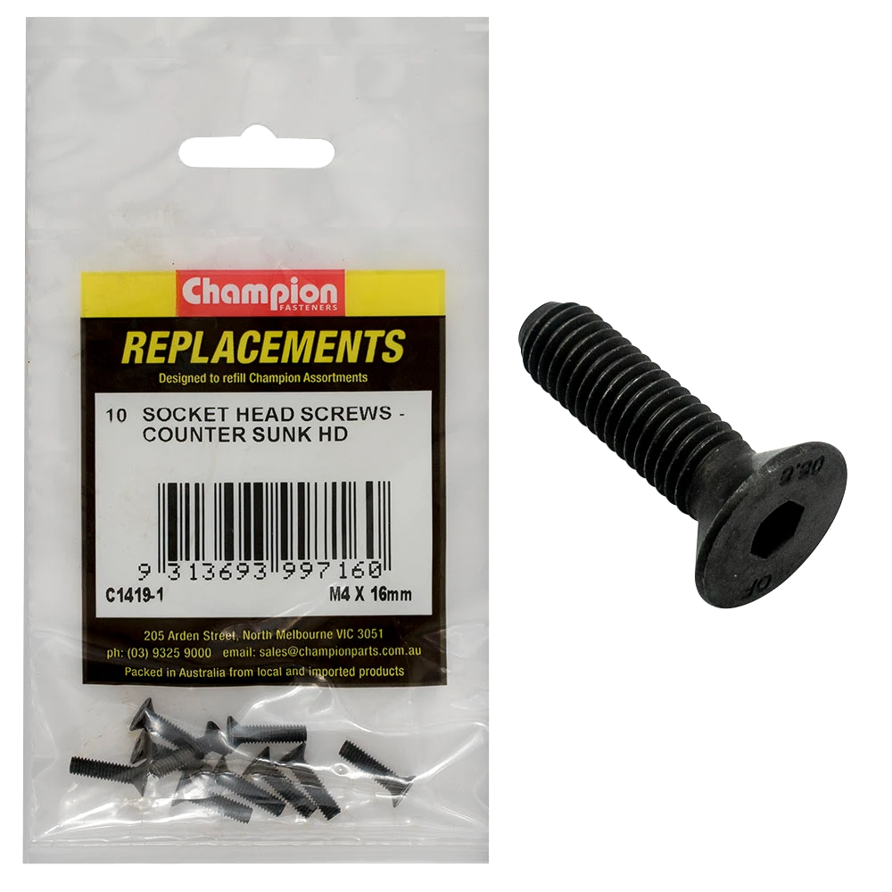 Champion M4 x 16mm C/Sunk Socket Head Cap Screw -10pk