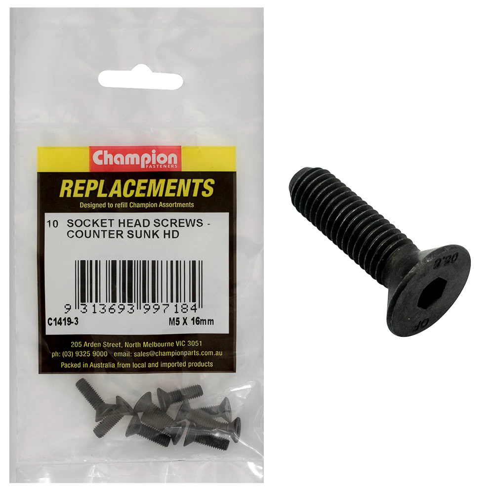 Champion M5 x 16mm C/Sunk Socket Head Cap Screw -10pk