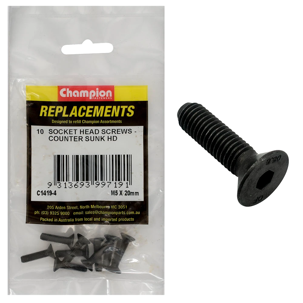Champion M5 x 20mm C/Sunk Socket Head Cap Screw -10pk