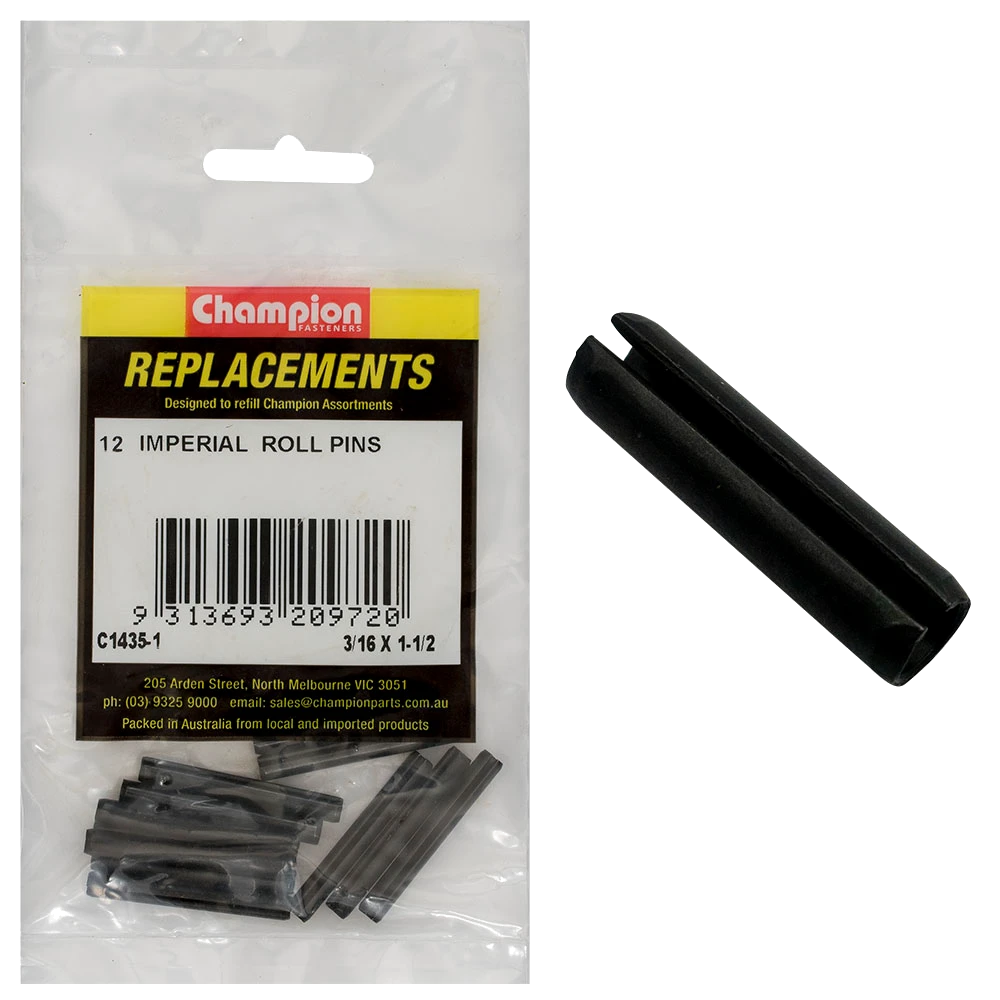 Champion 3/16in x 1-1/2in Roll Pin -12pk