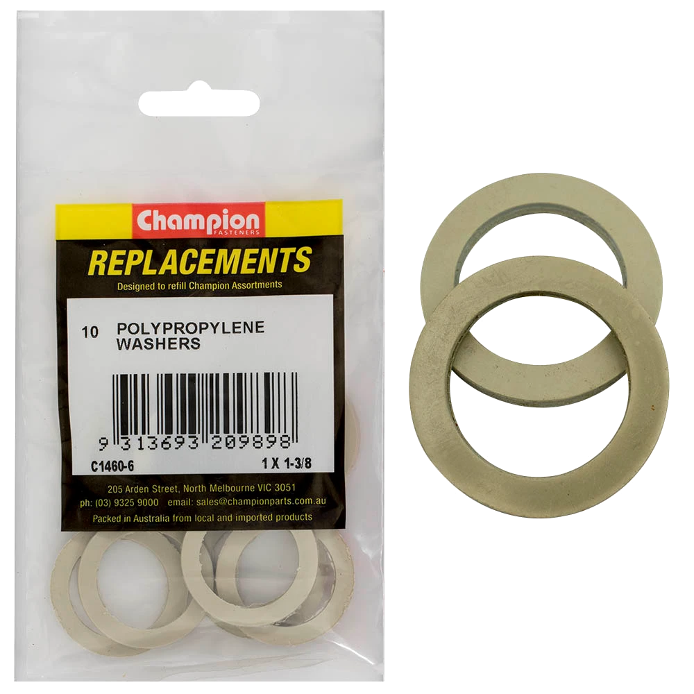 Champion 1in x 1-3/8in x 3/32in Polypropylene Washer -10pk