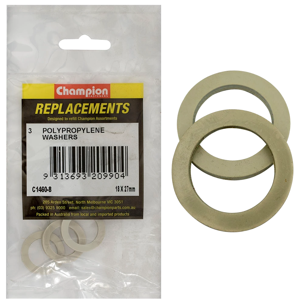 Champion M18 x 27mm x 2.4mm Polypropylene Washer -3pk