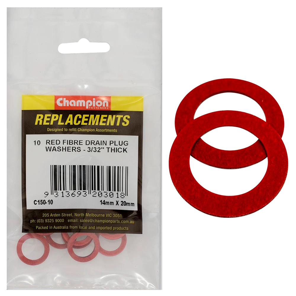 Champion M14 x 20 x 1.5mm Red Fibre (Sump Plug) Washer -10pk