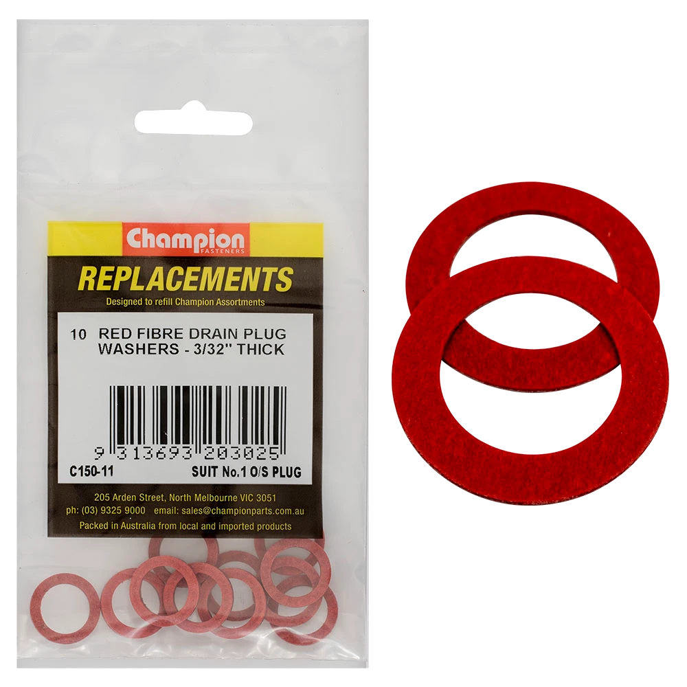 Champion 1/2 +.028 x3/4 x3/32in Red Fibre (Sump) Washer-10pk