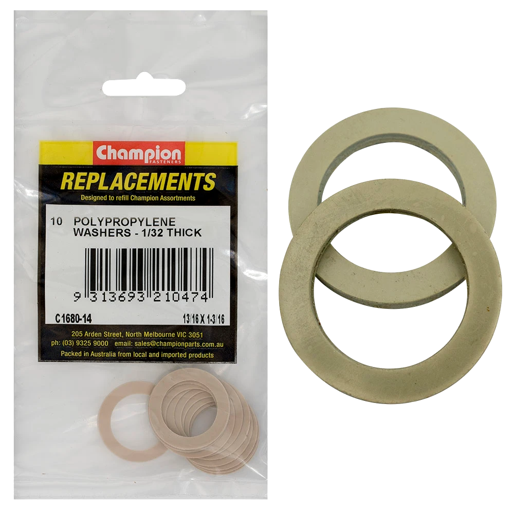 Champion 13/16 x 1-3/16 x 1/32in Polypropylene Washer - 10pk
