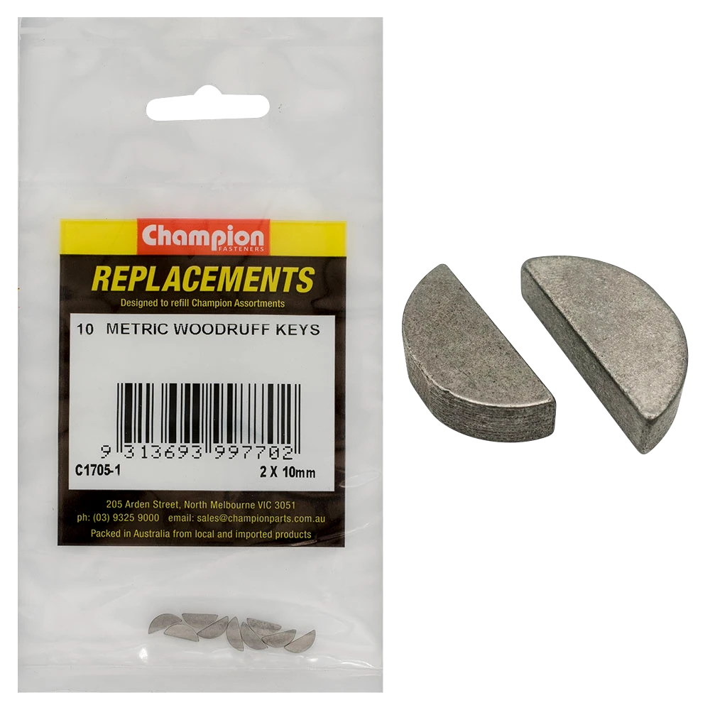 Champion 2 x 10mm Metric Woodruff Keys -10pk