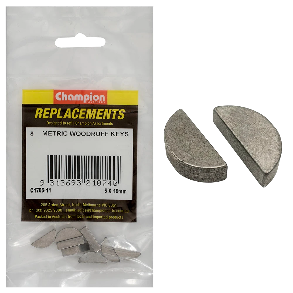 Champion 5 x 19mm Metric Woodruff Keys -8pk