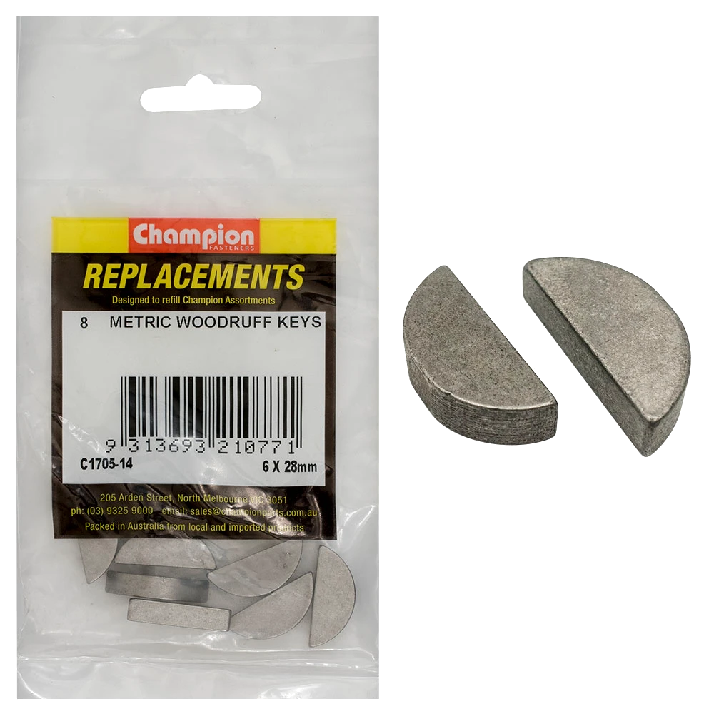 Champion 6 x 28mm Metric Woodruff Keys -8pk