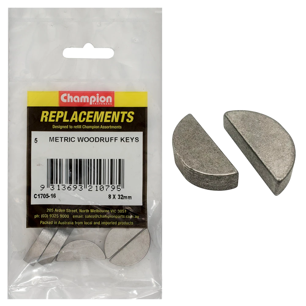 Champion 8 x 32mm Metric Woodruff Keys -5pk