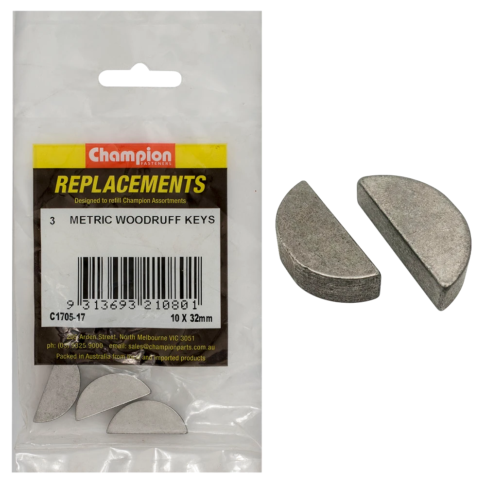 Champion 10 x 32mm Metric Woodruff Keys -3pk