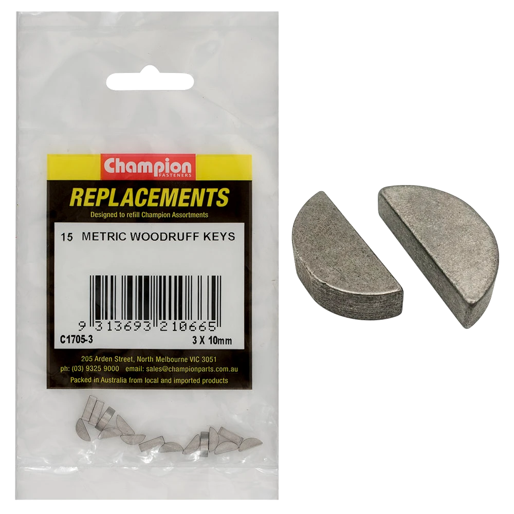 Champion 3 x 10mm Metric Woodruff Keys -15pk