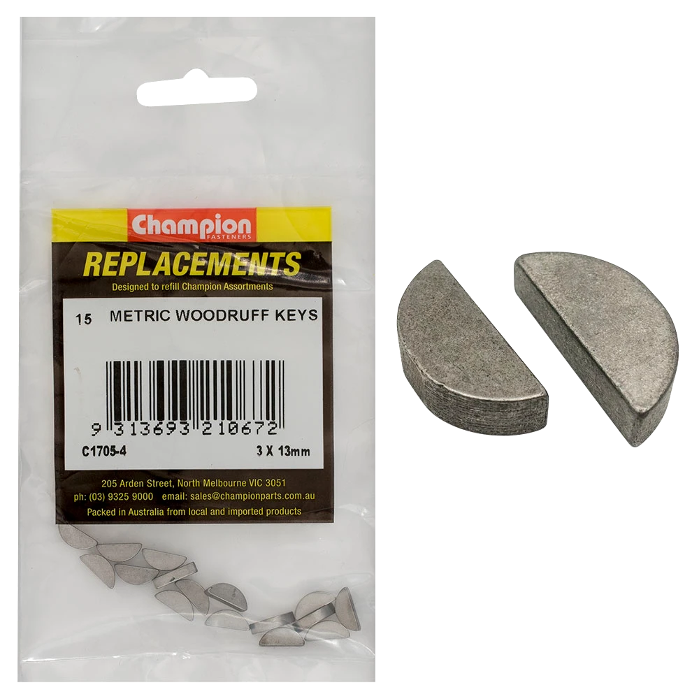 Champion 3 x 13mm Metric Woodruff Keys -15pk