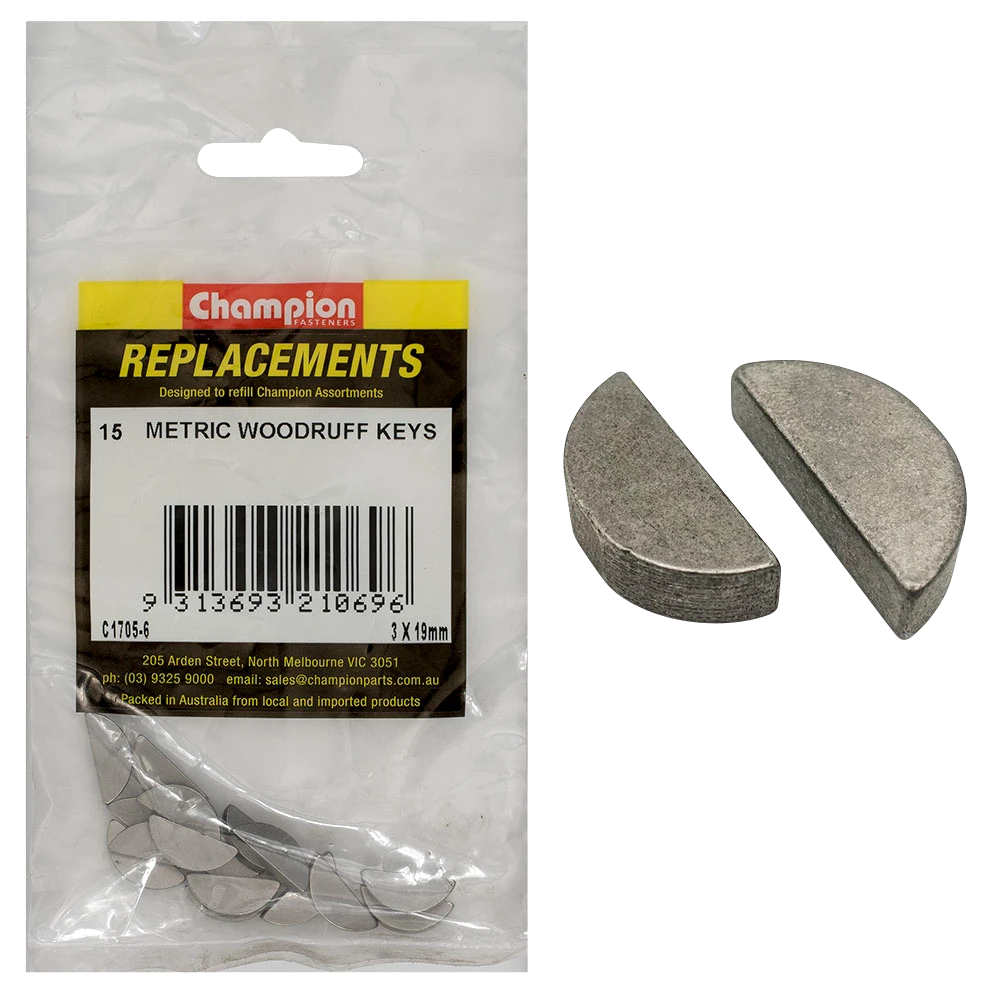 Champion 3 x 19mm Metric Woodruff Keys -15pk