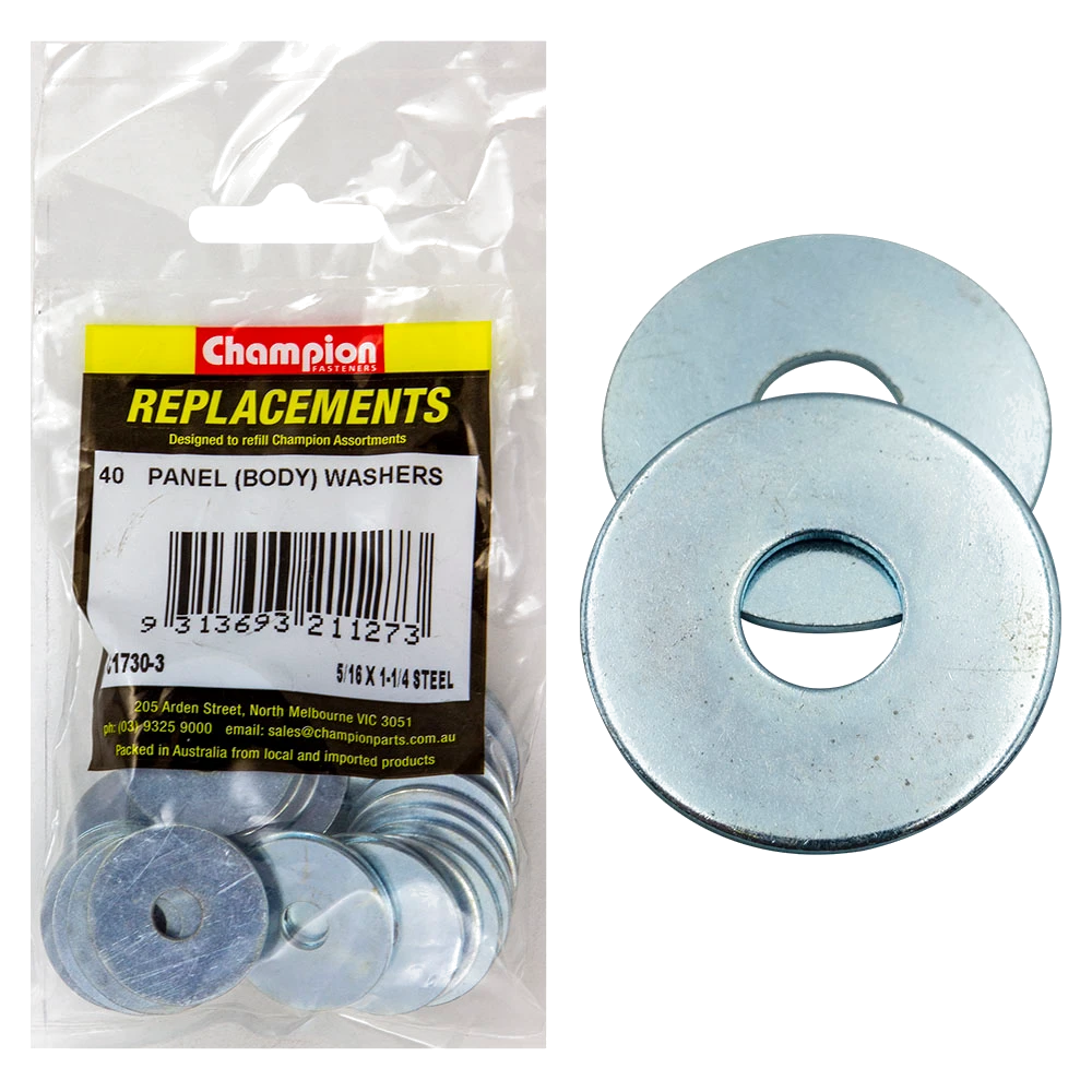 Champion 5/16 x 1-1/4in Flat Steel Panel (Body) Washer -40pk