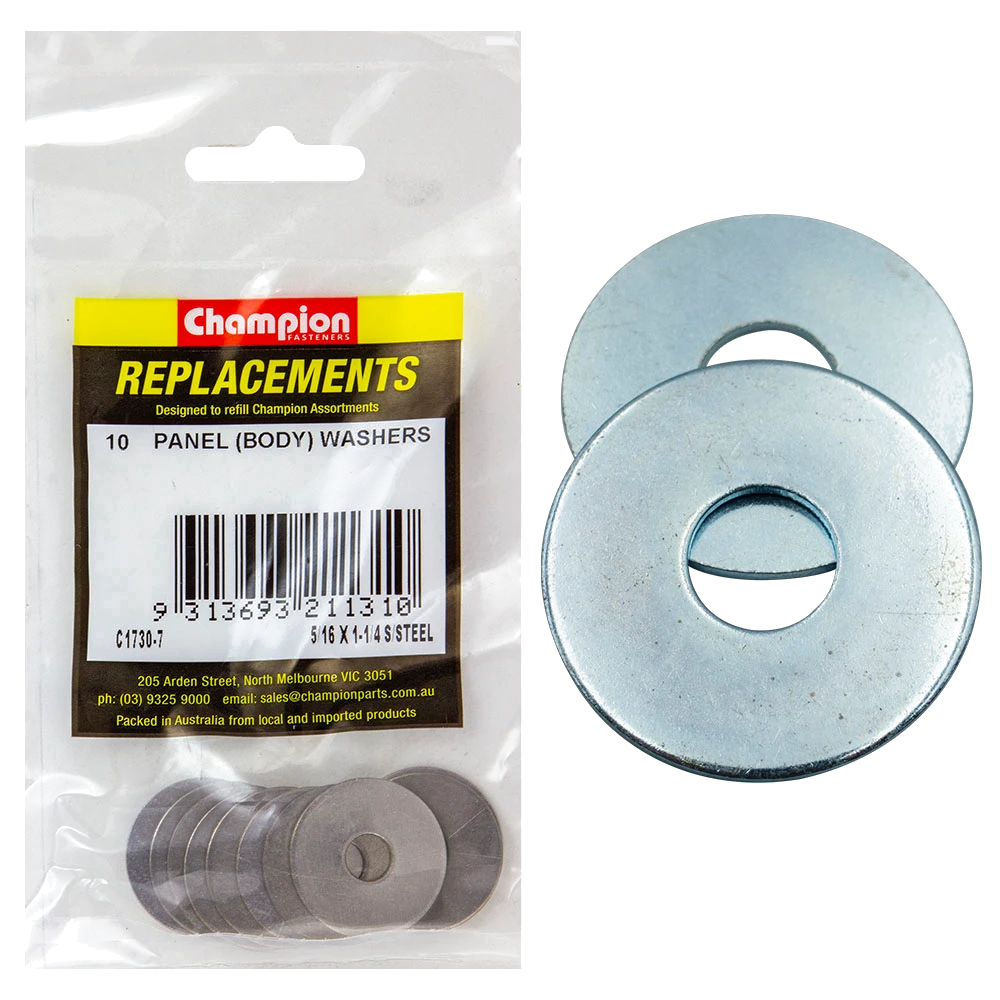 Champion 5/16 x1-1/4in Flat S/Steel Panel (Body) Washer-10pk