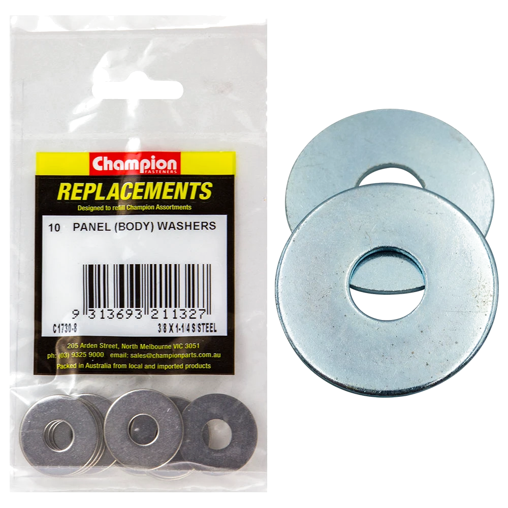 Champion 3/8 x 1-1/4in Flat S/Steel Panel (Body) Washer-10pk