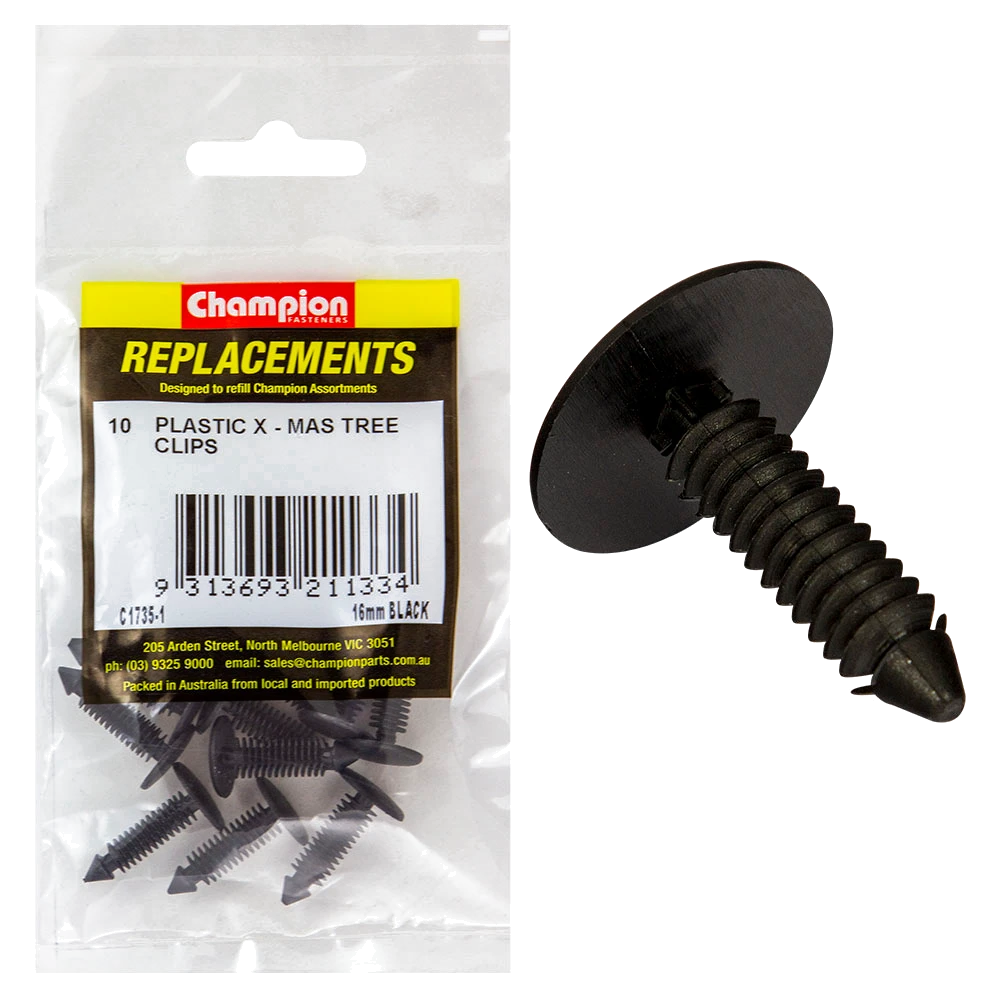 Champion Xmas Tree Clip Black 16mm Head x 27mm -10pk